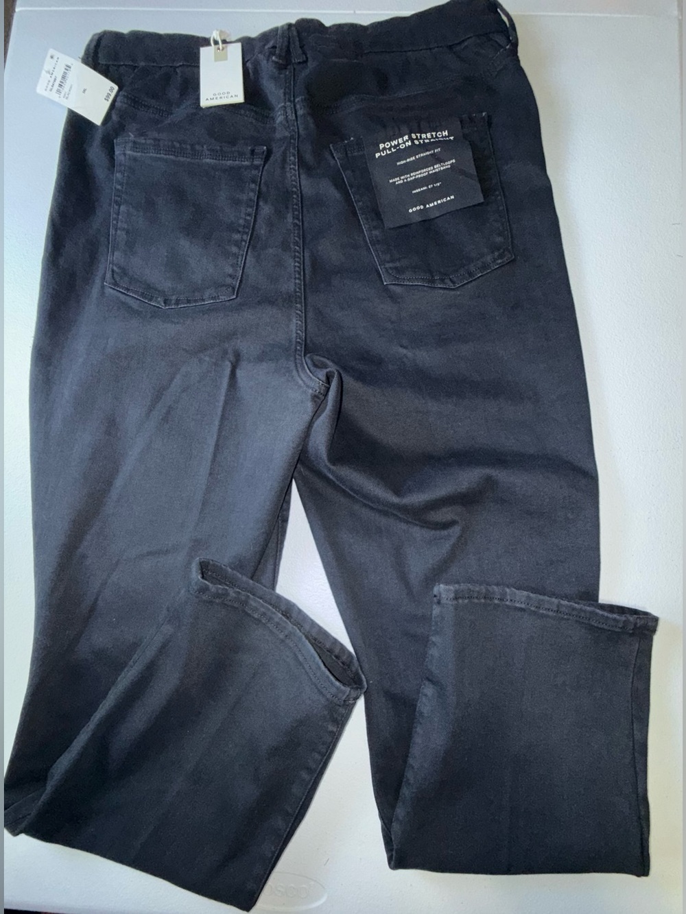 Good American Power Stretch Pull-On Straight Leg Jeans NWT 3XL Black - Picture 4 of 13